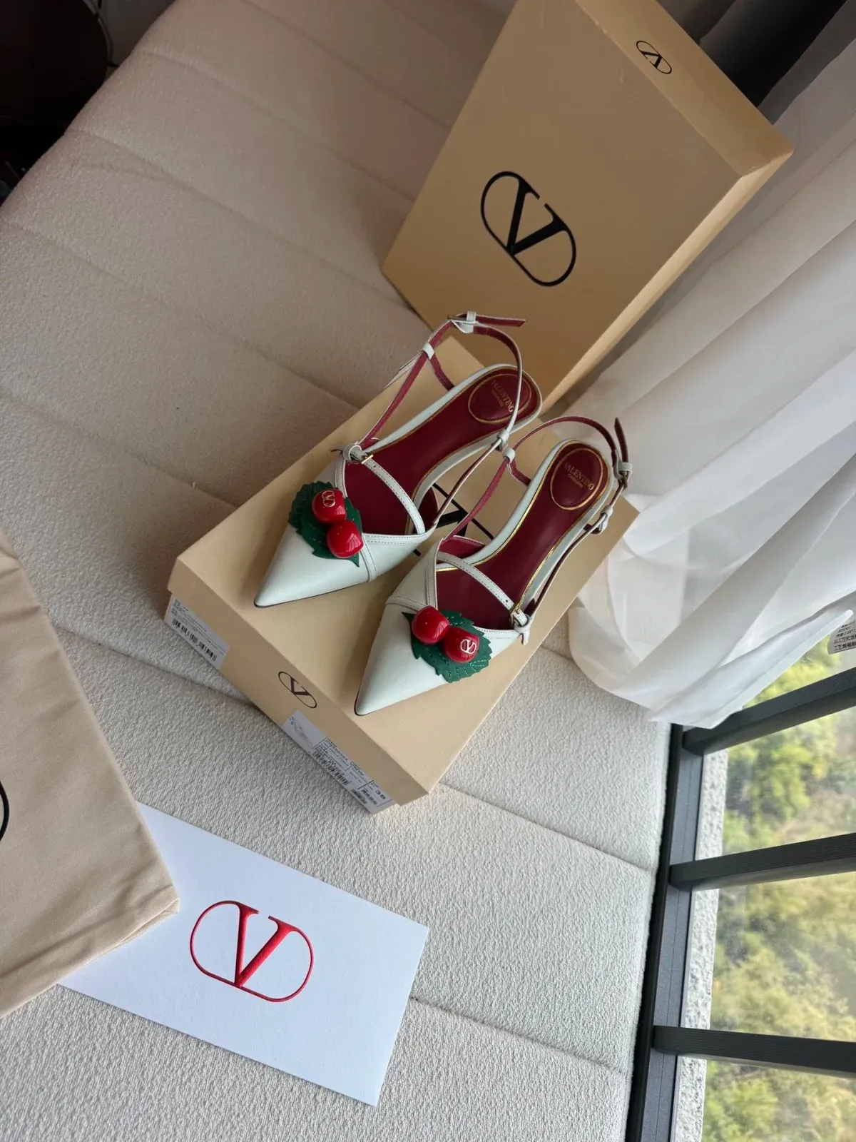Valentino Alternative Bronze V Cherry Sandals in Gold