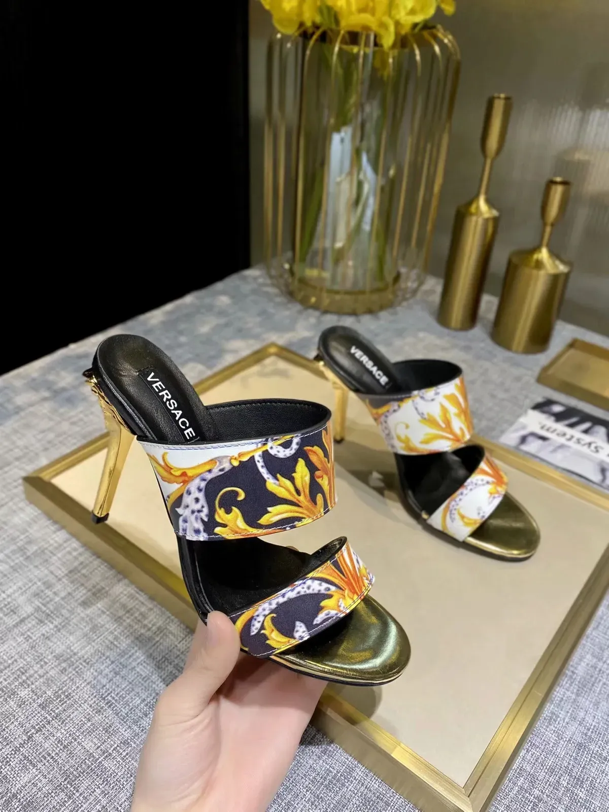 Versace Alternative Heeled Slide Sandals in 
