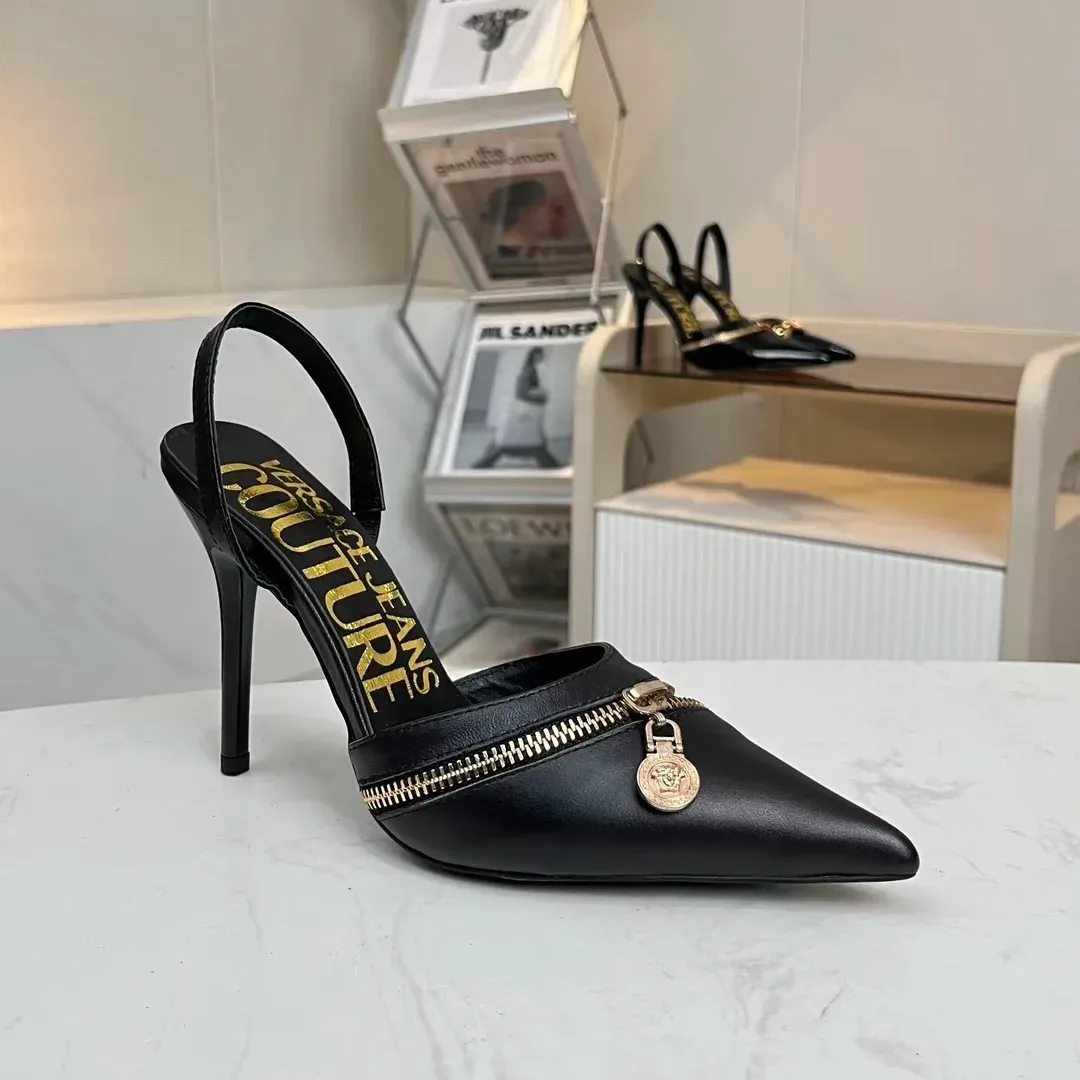 Versace Alternative Open-Back Heeled Sandals in 