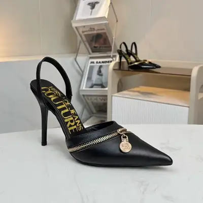 Versace Alternative Open-Back Heeled Sandals in