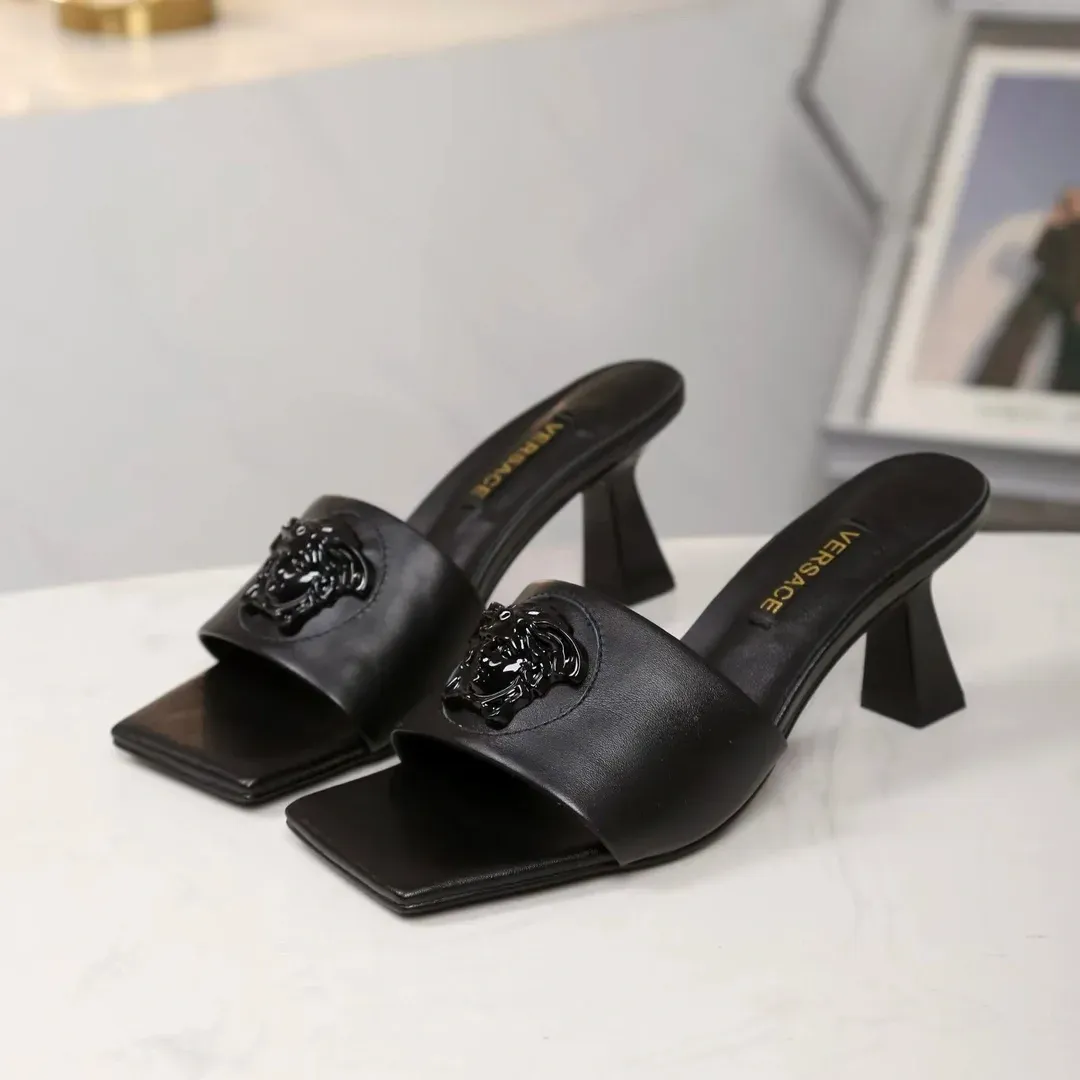 Versace Alternative Leather Mule Heels in 