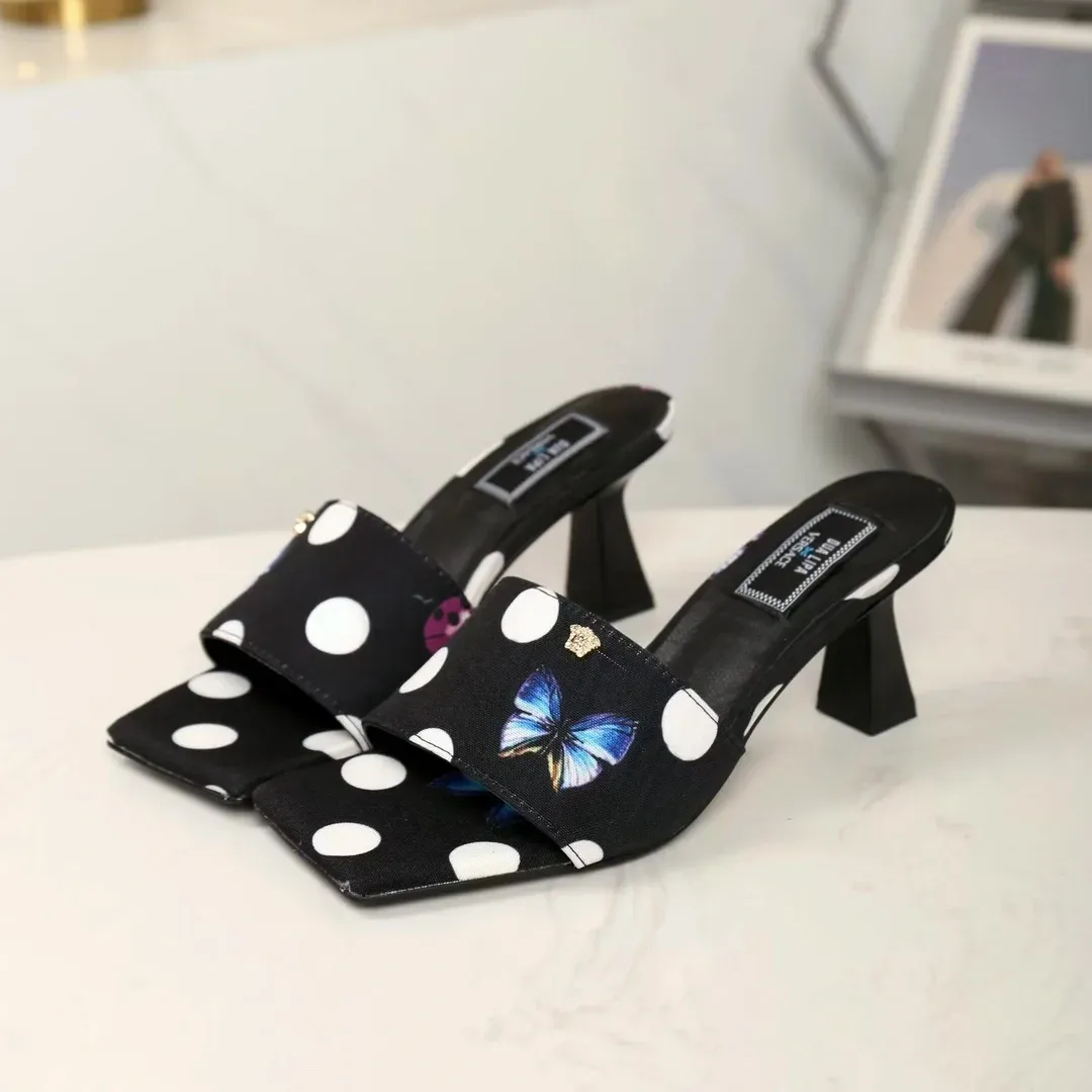 Versace Alternative Polka Dot Mule Heels in 