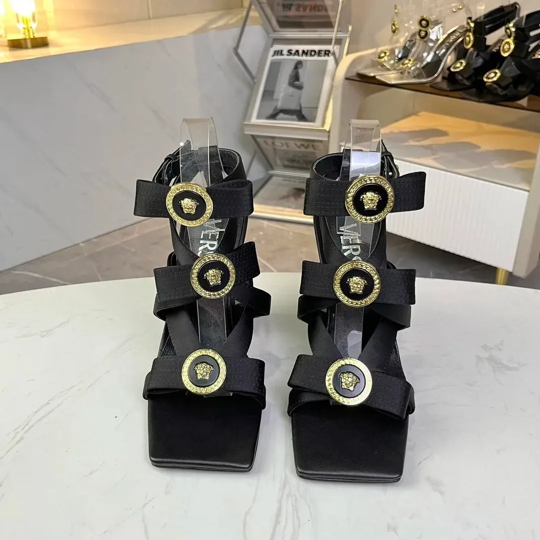 Versace Alternative Silk Block Sandals in 