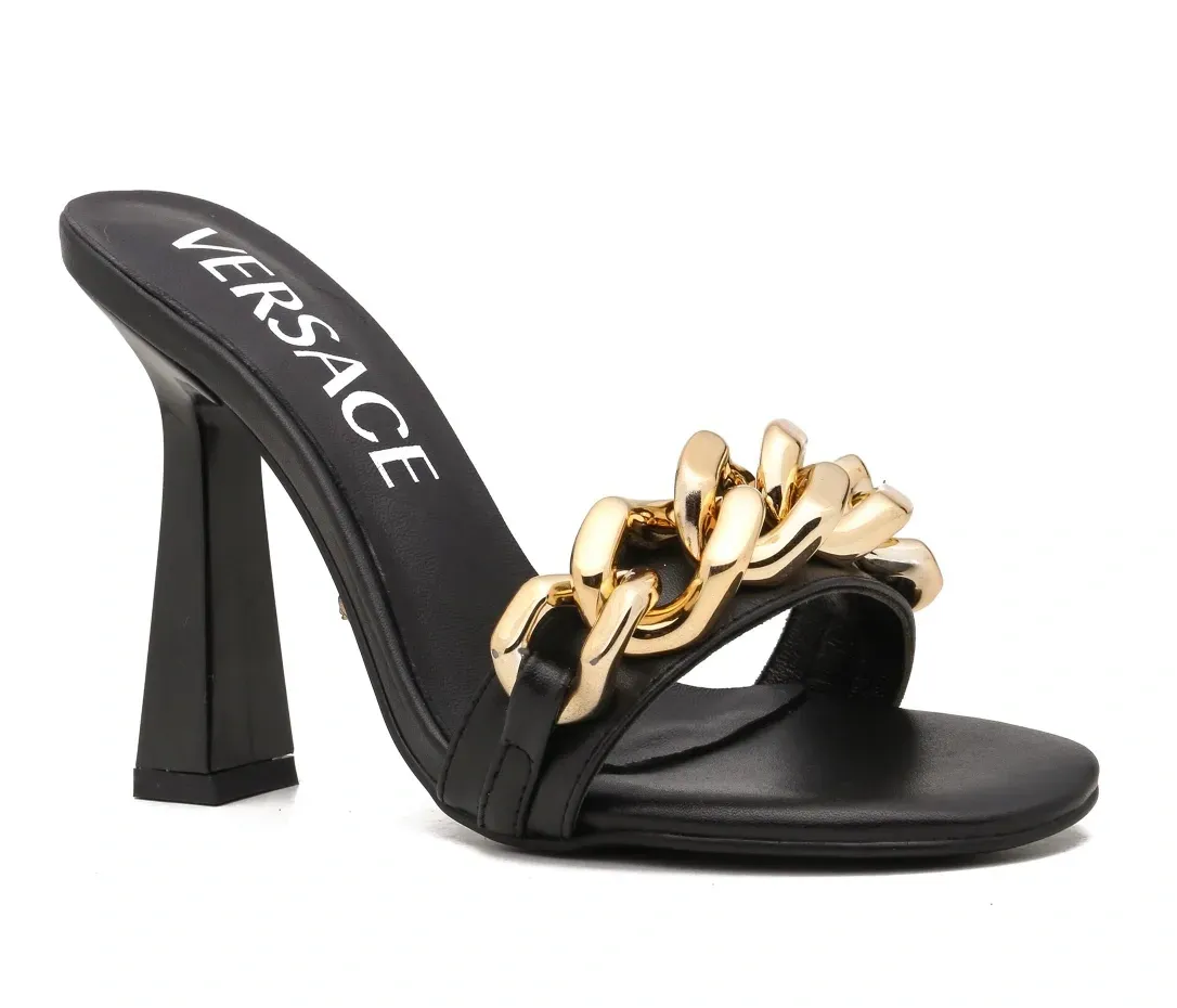 Versace Alternative Chain Heel Sandals in ოქროსფერი