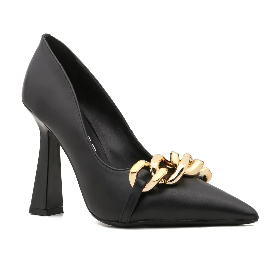 Versace Alternative Leather Chain Pumps in 