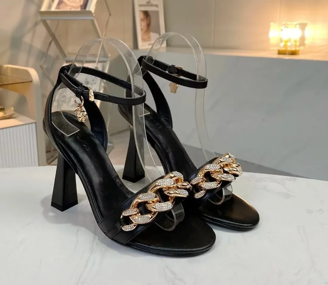 Versace Alternative Chain Heel Sandals in 