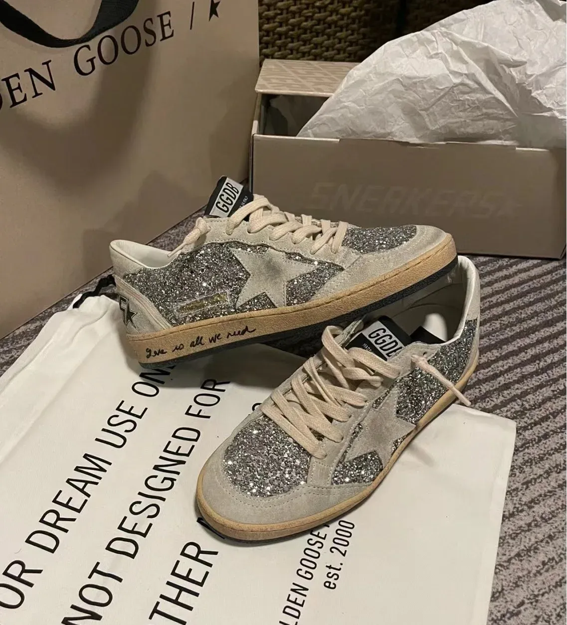 Golden Goose Alternative Ball Star Sneakers in ვერცხლისფერი