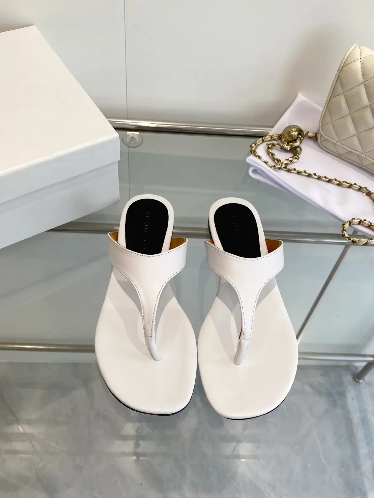Khaite Alternative Cashmere Lined Sandals in 