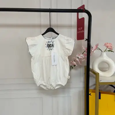 Dior Alternative Baby Embroidered Romper in კრემისფერი
