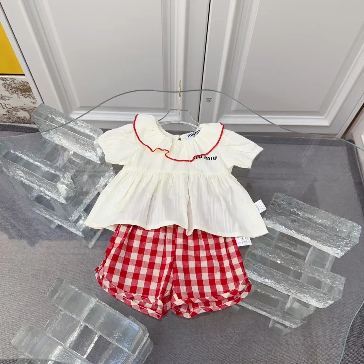 Miu Miu Alternative Girls Romper Set in კრემისფერი
